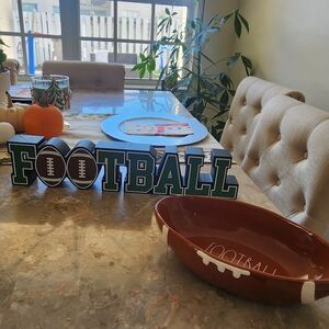 Football Decorative Sign & Bowl